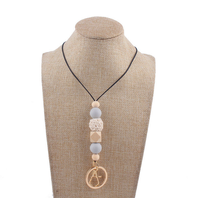 Wholesale Silicone Beaded Lanyard ID Keychain